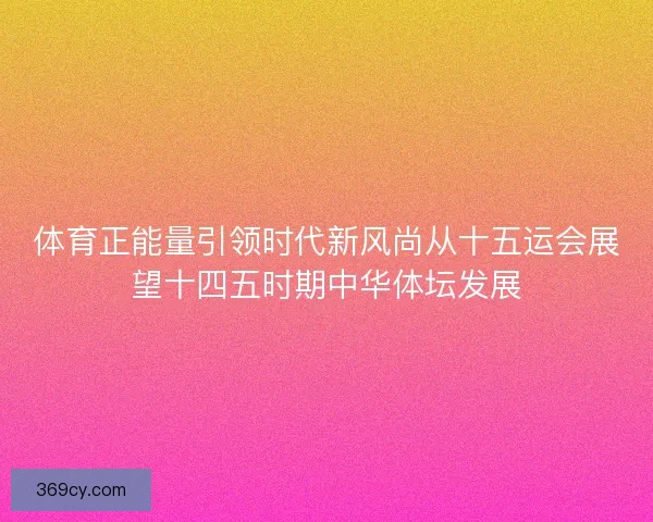 体育正能量引领时代新风尚从十五运会展望十四五时期中华体坛发展